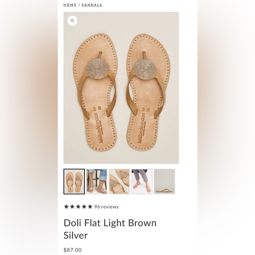 Laidback London Doli Flat Light Brown Silver Sandal